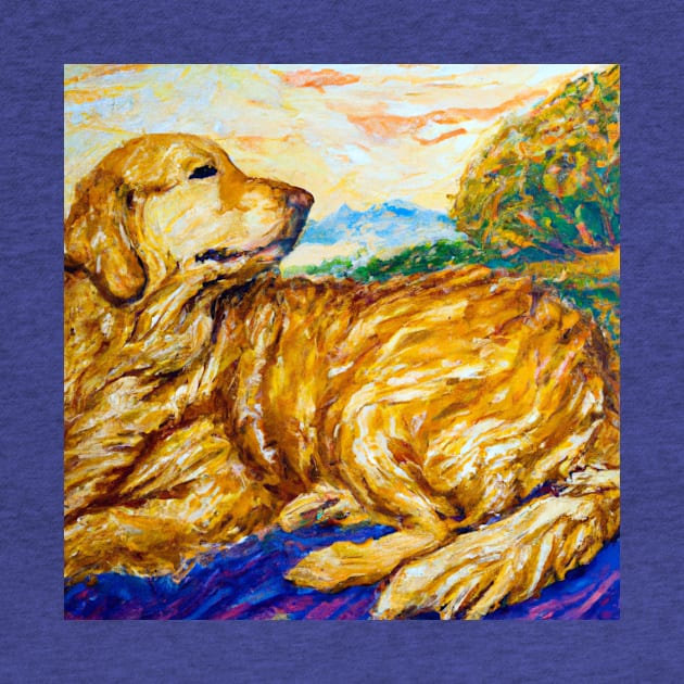 Golden Retriever in the style of Paul Gauguin by Star Scrunch